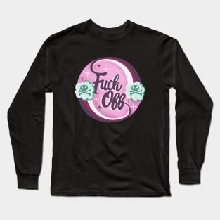 Fuck Off Cute Pink Kawaii Design with Skull Clouds Long Sleeve T-Shirt